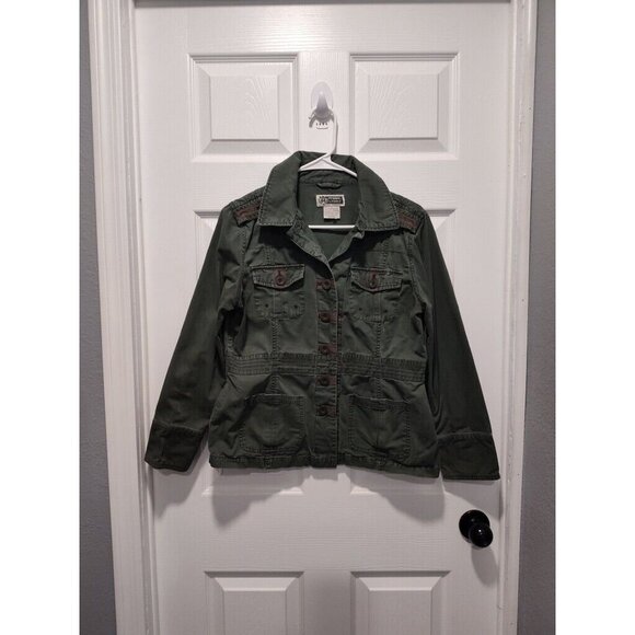Route 66 woman‎ Size Medium Olive Green Military Utility Jacket 100% cotton - Picture 1 of 11